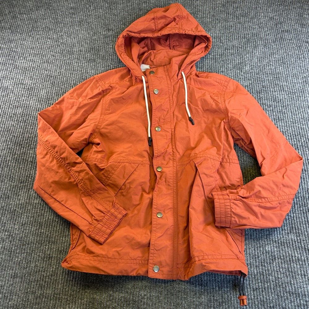 Goodfellow & Co Rain Jacket Mens S Orange Nylon Hooded Water Resistant